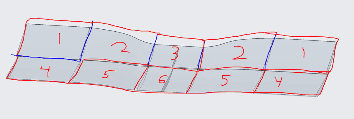Ply breakdown diagram for the front wing