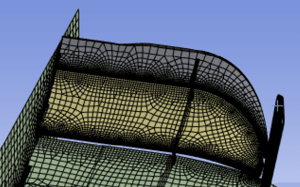 High-fidelity FEA mesh on the front wing internal structure