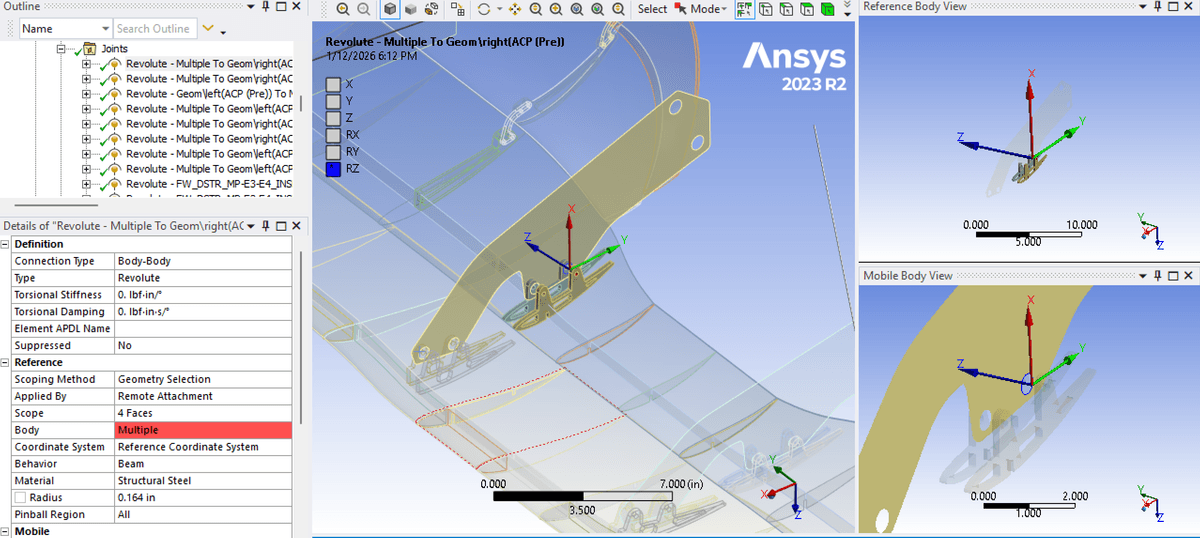 Complex FEA mesh & boundary conditions setup