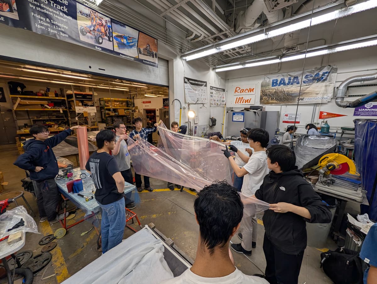 Large-scale prepreg layup in progress