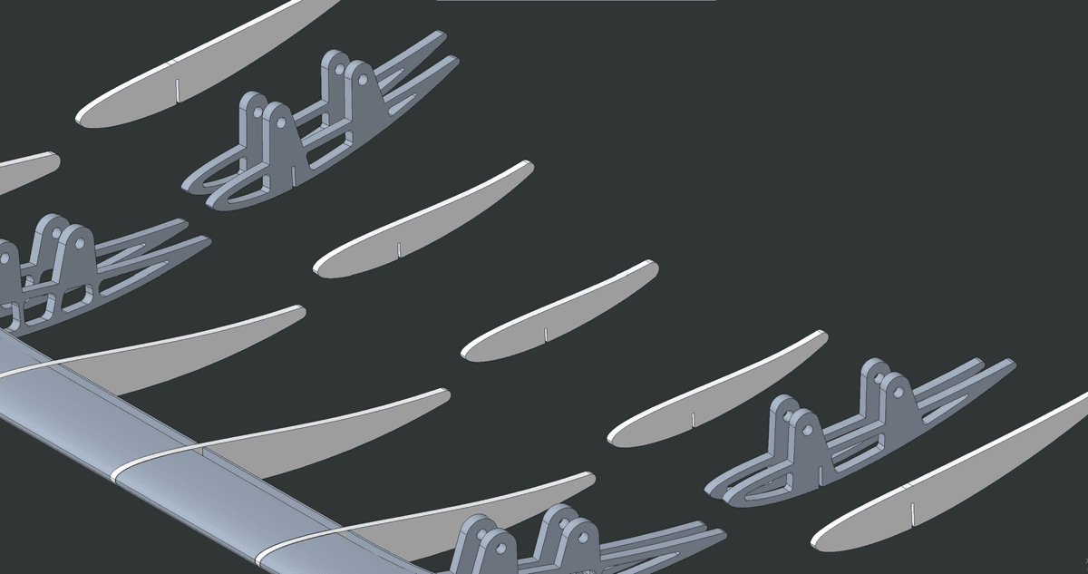 Alternate angle showing rib slot engagement with the continuous spar