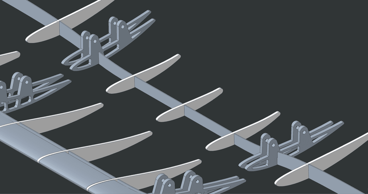 Full internal skeleton view — interlocking flat-stock ribs and spars