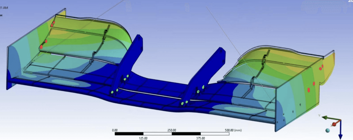 FEA model of strut loads and topology optimization